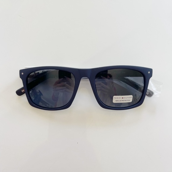 Tommy Hilfiger Hedwig Square Sunglasses Matte Blue - Picture 1 of 3